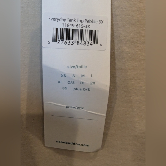 NWT Neon Buddha everyday cotton Tank Top in stone Size 3x - Picture 9 of 10